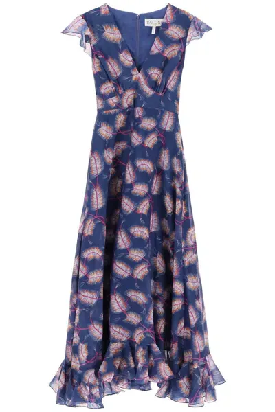 Saloni Emma Dress In Navy In Blue