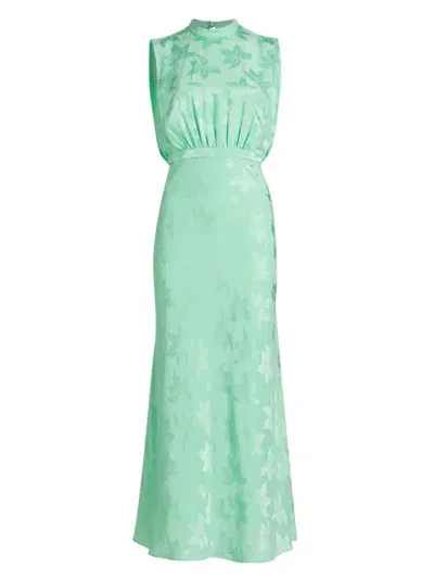 Saloni Women's Stamped Silk Sleeveless Midi-dress In Mist Green