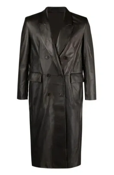 Salvatore Santoro Double-breasted Leather Coat In Brown