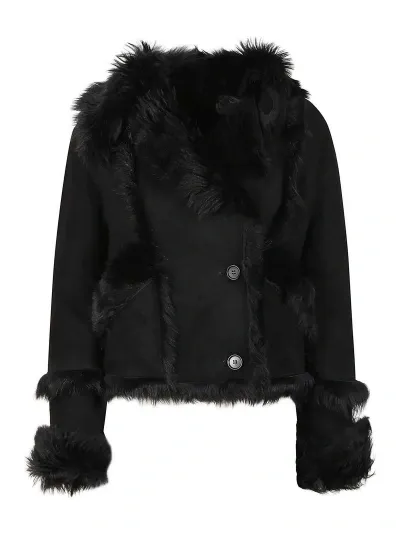 Salvatore Santoro Double-breasted Sheepskin Jacket In Black