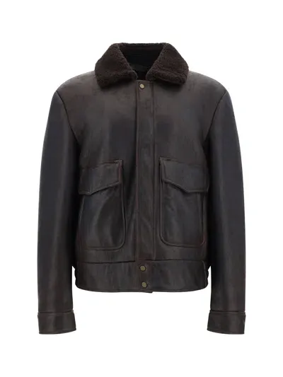 Salvatore Santoro Leather Jacket In Dark Brown