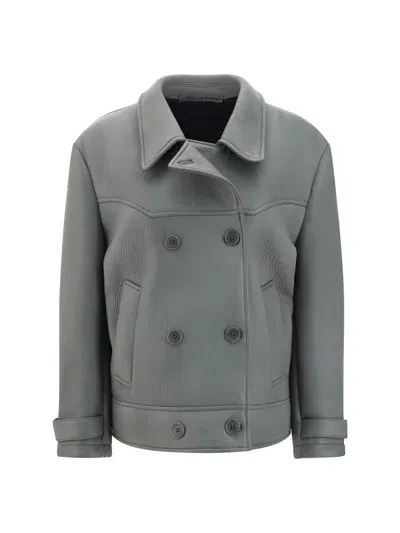 Salvatore Santoro Leather Jacket In Grey