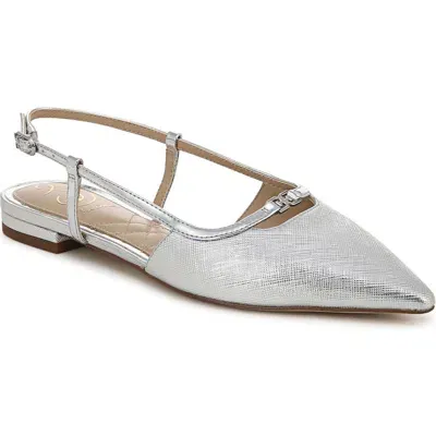 Sam Edelman Cohen Pointed Toe Flat In Soft Silver Liquid Metallic