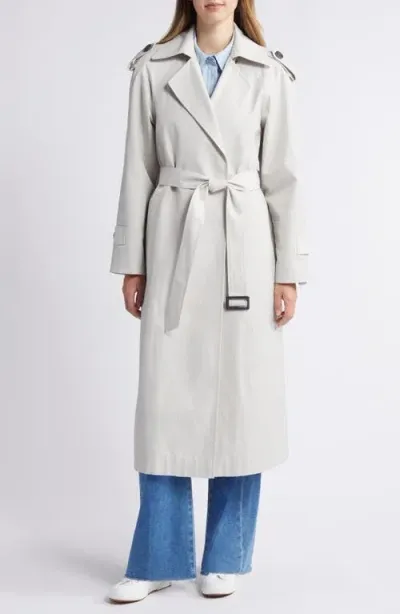 Sam Edelman Cotton Blend Trench Coat With Removable Hood In Feather Grey