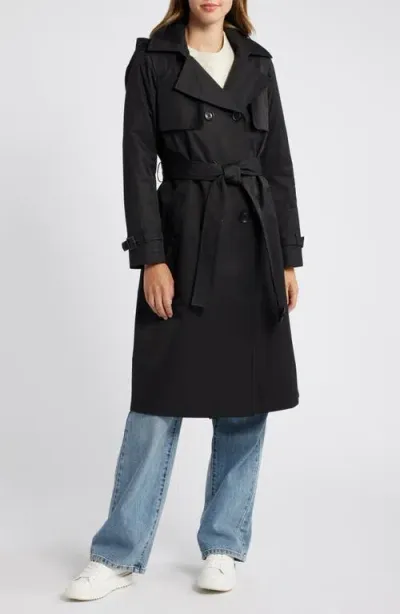 Sam Edelman Double Breasted Belted Trench Coat In Black