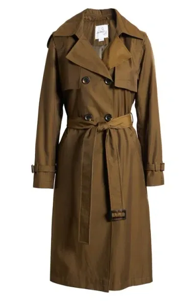 Sam Edelman Double Breasted Belted Trench Coat In Botanic Green