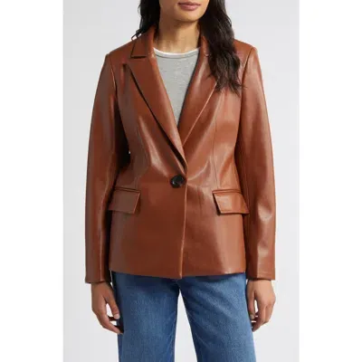 Sam Edelman Faux Leather Blazer In Cognac