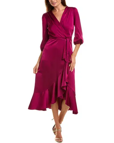 Sam Edelman Fluid Satin Faux Wrap Dress In Purple