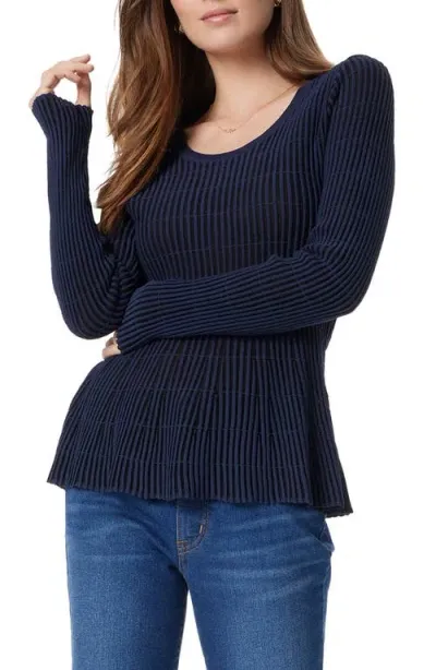 Sam Edelman Gia Crewneck Peplum Knit Top In Blue