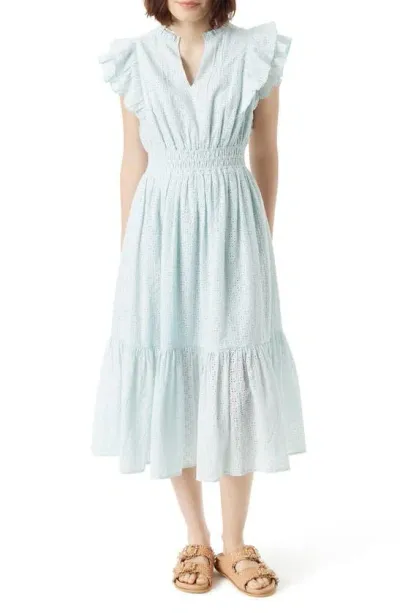 Sam Edelman Kenna Eyelet Ruffle Midi Dress In Pastel Blue