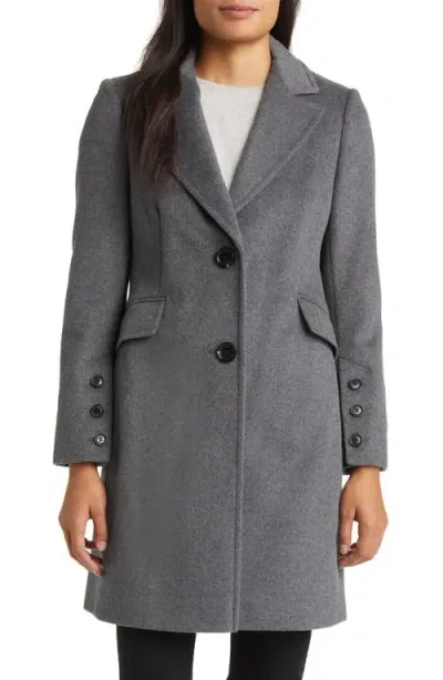 Sam Edelman Reefer Single Breasted Wool Blend Twill Jacket In Grey