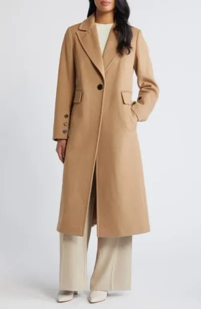 Sam Edelman Single Breasted Wool Blend Reefer Coat In Camel