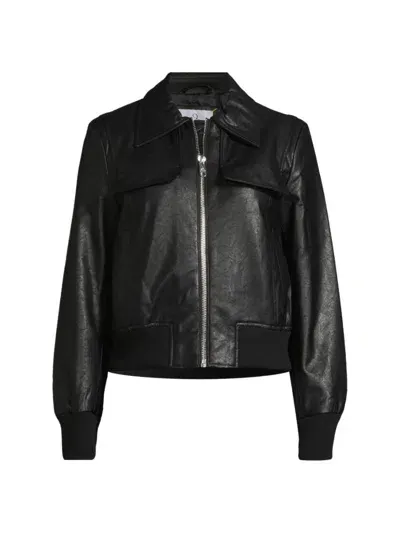 Sam Edelman Women's Faux-leather Bomber Jacket In Black