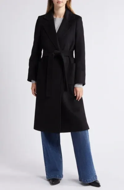 Sam Edelman Wool Blend Wrap Coat In Black