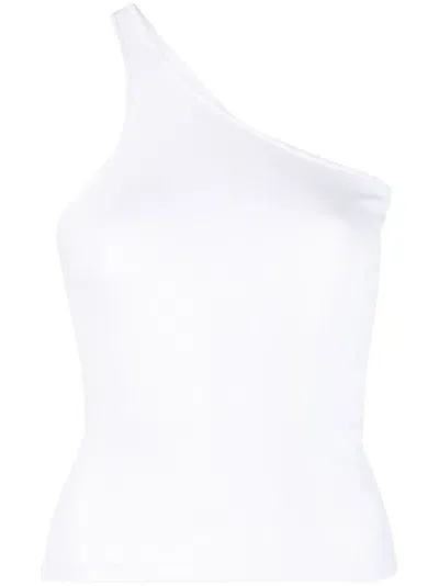 Samsoe & Samsoe One-shoulder Fine-ribbed Top In Weiss