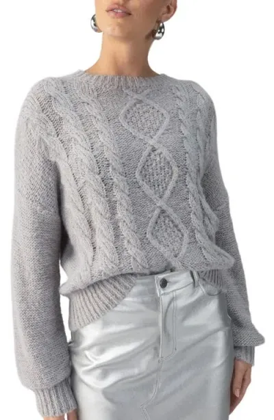 Sanctuary Cozy Cable Stitch Crewneck Sweater In Gray