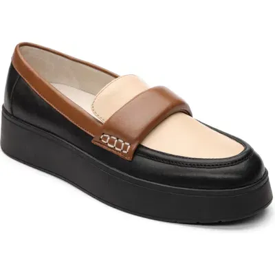 Sanctuary Peacemaker Platform Loafer In Black/oatmilk/spice