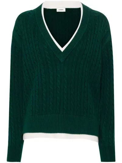 Sandro Albus Cable-knit Jumper In Green