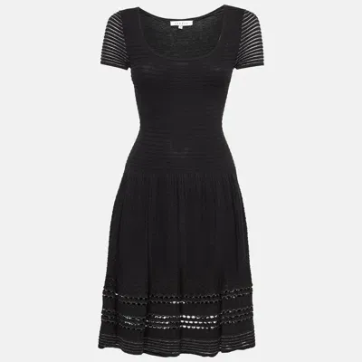 Pre-owned Sandro Black Textured Lurex Knit Flared Short Dress S