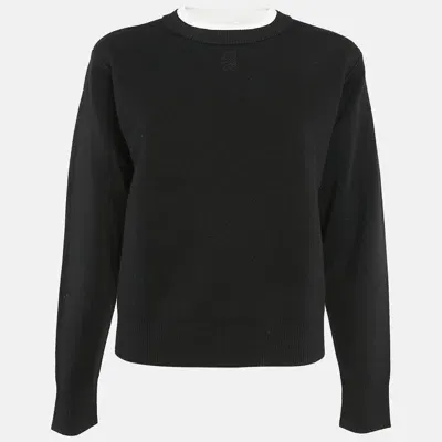 Pre-owned Sandro Black Wool Blend Crew Neck Jumper S