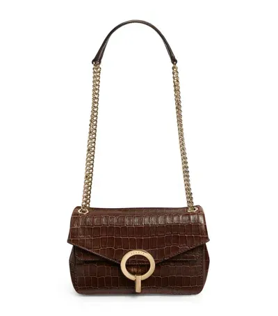 Sandro Croc-embossed Yza Shoulder Bag In Brown