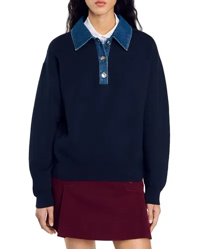 Sandro Damien Sweater In Navy Blue