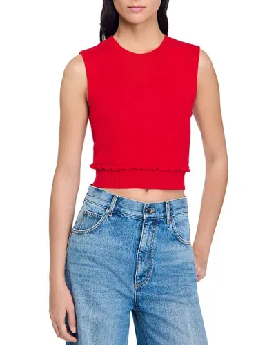 Sandro Emie Sleeveless Sweater In Red