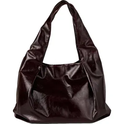 Sandro Large Leather Shoulder Bag In Rouges