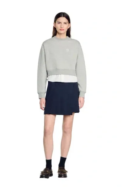 Sandro Layered Effect Sweatshirt In Grey