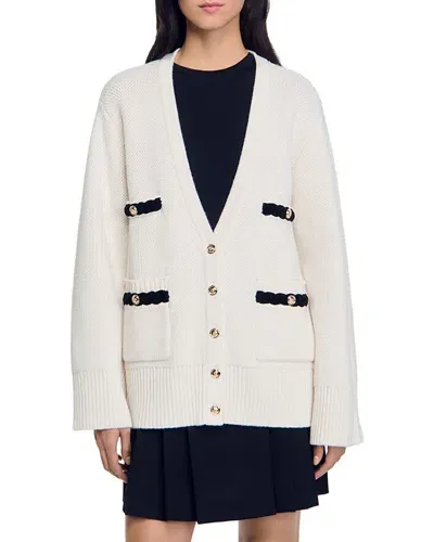 Sandro Martie Flared Sleeve Cardigan In Ecru