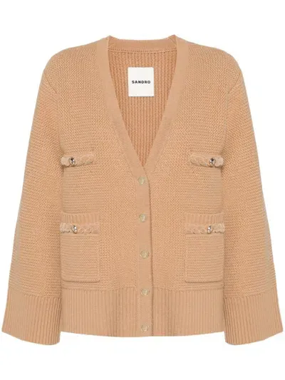 Sandro Martie Wool Cardigan In Camel