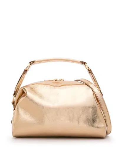 Sandro Metallic Leather Tote Bag In Gold