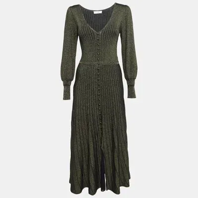 Pre-owned Sandro Metallic Lurex Knit V-neck Midi Dress M