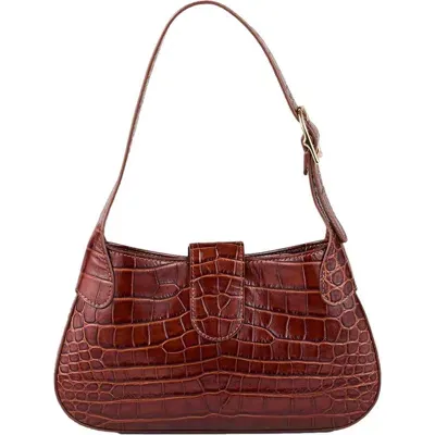 Sandro Mock Croc Leather Janet Bag In Brown