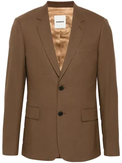 Sandro Single-breasted Blazer In Brown