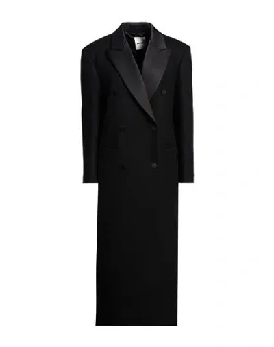 Sandro Satin-trimmed Wool-blend Twill Coat In Black