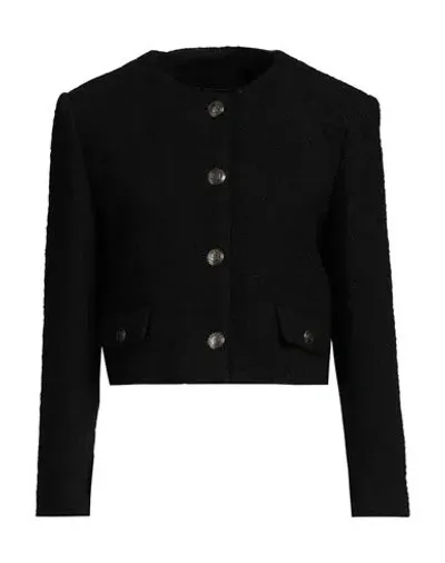 Sandro Cropped Bouclé-tweed Jacket In Black