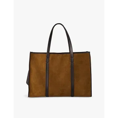 Sandro Womens  Large Suede Tote Bag In Naturels