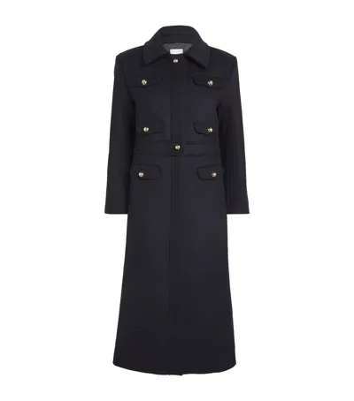 Sandro Wool-blend Coat In Blue