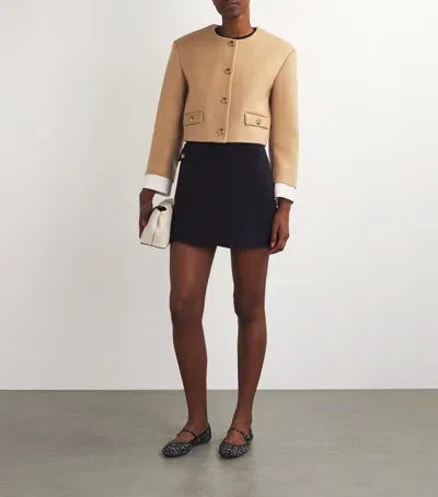 Sandro Wool-blend Cropped Jacket In Beige