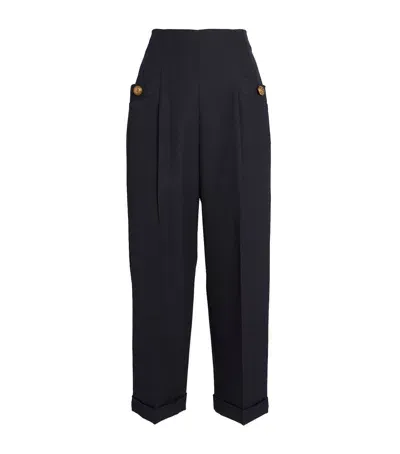 Sandro Wool-blend Trousers In Blue