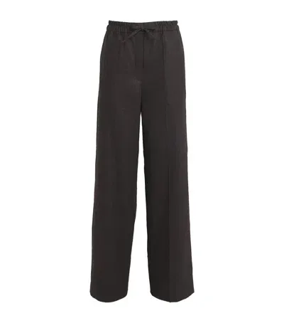 Sandro Wool-blend Wide-leg Trousers In Brown