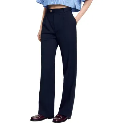 Sandro Wool Trousers In Navy Blue