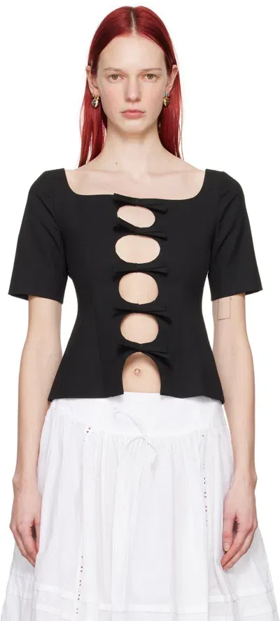 Sandy Liang Black Sorrel Blouse