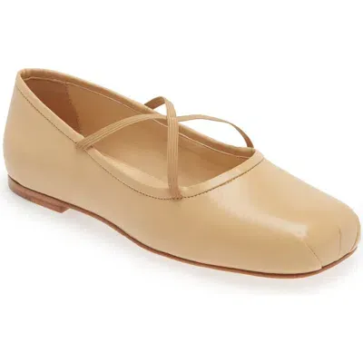 Sandy Liang Crisscross Strap Ballet Flat In Khaki Nappa