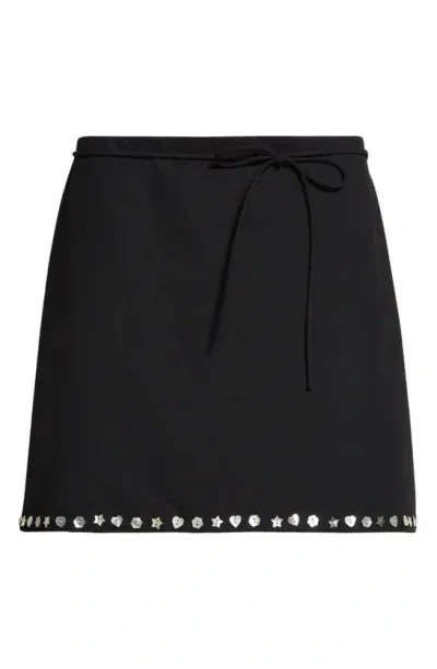 Sandy Liang Lala Button Trim Miniskirt In Black