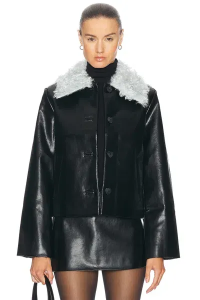 Sandy Liang Black Maru Faux-leather Jacket