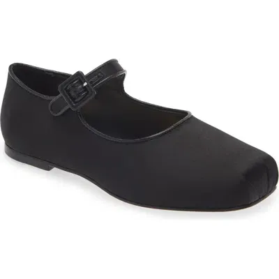 Sandy Liang Ssense Exclusive Black Mary Jane Pointe Ballerina Flats In Black Satin