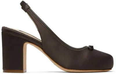 Sandy Liang Ssense Exclusive Brown Slingback 75 Heels In 204 Brunette Satin