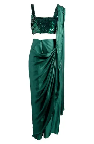 Sani Raya Drape Saree In Green